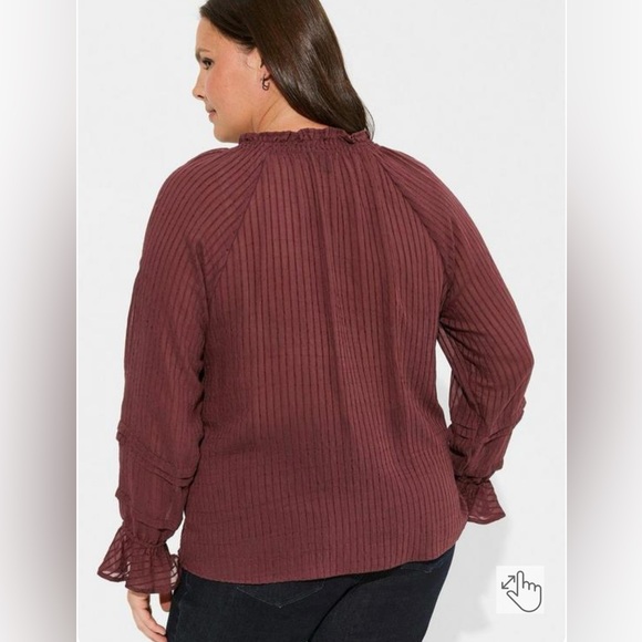 NWT Stripe Gauze Lace-Up Peasant Top - Picture 5 of 5